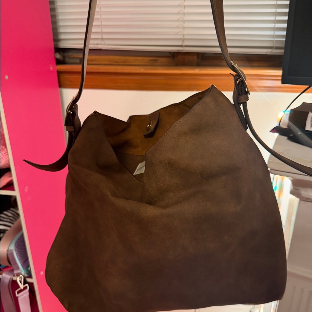 Brown sloutchy Leather Shoulder Bag